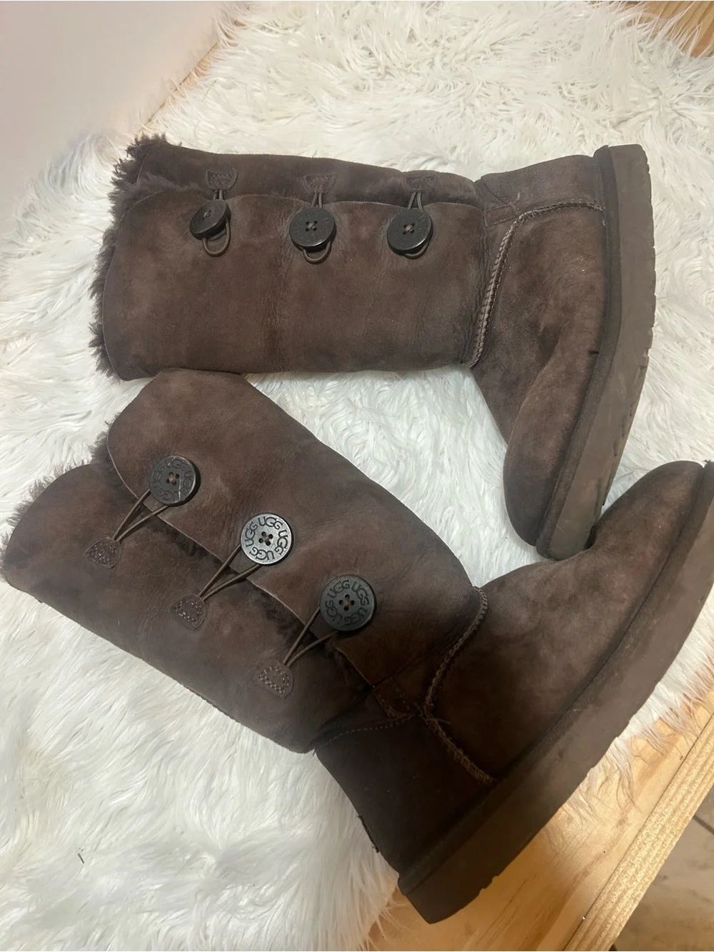 UGG Chocolate Brown Tall Bailey Button Boots 8